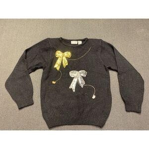 Vintage 80s Womens‎ Sweater Christmas Palm Springs Yacht Club Sequin Bows Small